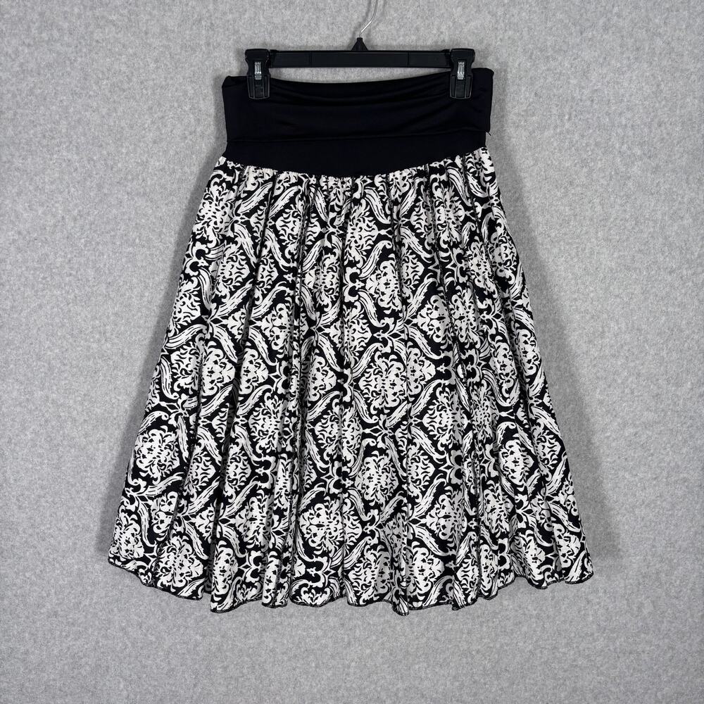 Vintage Damask Paisley Linen Skirt Medium Pleated Fold Over Feminine Romantic